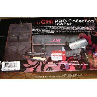 Farouk PM7426 Chi Mini Flat Iron and Mini Pro Low EMF Dryer Collection Gift Set with Free Travel Bag : Hair Dryers : Beauty