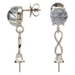 925 Sterling Silver Gen Tourmalinated Quartz Earring: GoldenMine: Jewelry