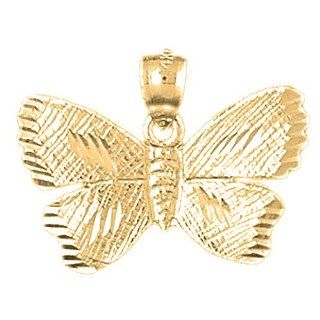 Gold Plated 925 Sterling Silver Butterflies Pendant: Jewelry