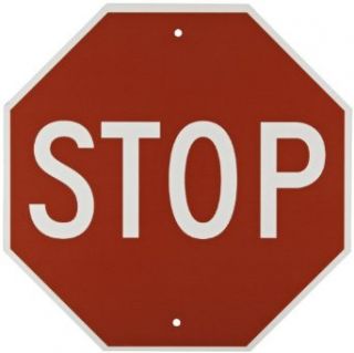 Brady 113280 18" Width x 18" Height B 959 Reflective Aluminum, White on Red Stop Sign, "Stop" Industrial Warning Signs