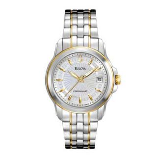 Ladies Bulova Precisionist Two Tone Stainless Steel Watch with Silver