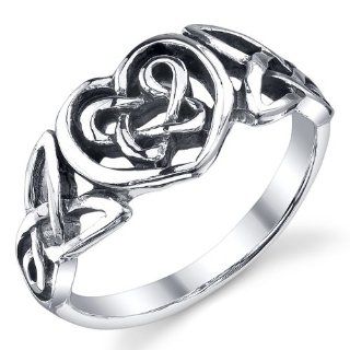 Solid Sterling Silver 925 Heart CelticTrinity Knot Ring Sizes 4 to 10: Jewelry