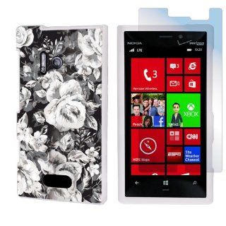 Nokia Lumia 928 White Protective Case + Screen Protector By SkinGuardz   Rose Party: Cell Phones & Accessories