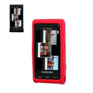 Fashionable Perfect Fit Soft Silicon Gel Protector Skin Cover (Faceplate/Snap On) Rubber Cell Phone Case for Samsung Memoir SGH T929 T Mobile   Red: Cell Phones & Accessories
