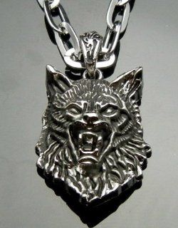 SALE OUT! Limited STOCK!! 2014 model TF933 BIG Wolfman Silvertone Alloy Pendant 30&#034  Necklace Punk Gothic Biker Rock: Health & Personal Care
