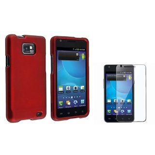 Red Hard Rubber Coated Case for Samsung Galaxy S II AT&T i777 with Free Screen Protector: Cell Phones & Accessories