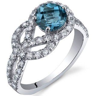 Gracefully Exquisite 1.00 Carats London Blue Topaz Ring in Sterling Silver Rhodium Nickel Finish Size 5 to 9: Jewelry