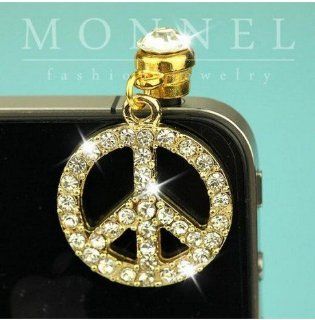 ip209 Luxury Crystal Peace Sign Anti Dust Plug Cover Charm For iPhone Android: Cell Phones & Accessories