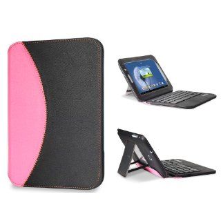 GreatShield LEAN Series Ultra Thin Leather Bluetooth Keyboard Case Slim Cover with Auto Sleep / Wake Feature for Samsung Galaxy Note 8.0 N5110 Tablet (Black & Pink): Computers & Accessories