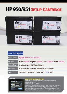 4 Pk Genuine Hp 950 951 Ink Cartridges   Set up Cartridges, Just Used for Printer Set Up.: Electronics