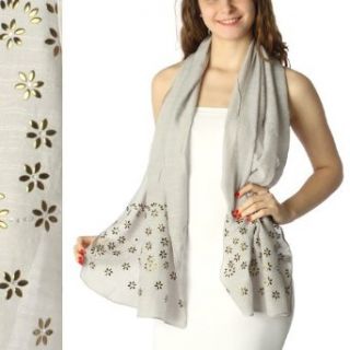 Fashion Chic Stone and bead embroidery with flower shape on solid color Scarf Gray PCS986 at  Womens Clothing store: Fashion Scarves