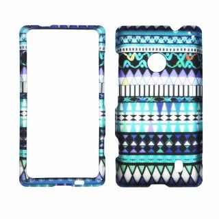 2D Blue tribal Nokia Lumia 521 Case Cover Hard Case Snap on Cases Rubberized Touch Protector Faceplates: Cell Phones & Accessories