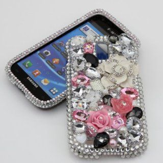 BlingAngels 3D Swarovski Crystal Diamond White Flower Silver Design Case Cover for Samsung Galaxy S2 S 2 II T Mobile SGH T989: Cell Phones & Accessories