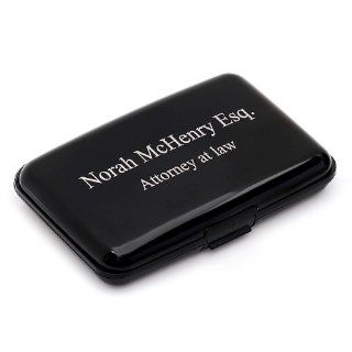 Personalized Black Aluma Wallet Credit Card Holder   Free Laser Engraving : Business Card Holders : Office Products