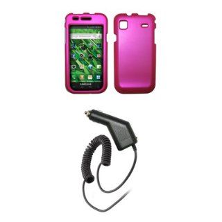 Samsung Vibrant T959   Purple Rubberized Snap On Cover Hard Case Cell Phone Protector + Rapid Car Charger for Samsung Vibrant T959: Cell Phones & Accessories