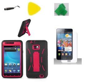 Black Red Armor hybrid kickstand Faceplate Cover Phone Case + Yellow Pry Tool + Screen Protector + Stylus Pen + Extreme Band For Samsung Galaxy S2 S959 S959G SGH S959G: Cell Phones & Accessories