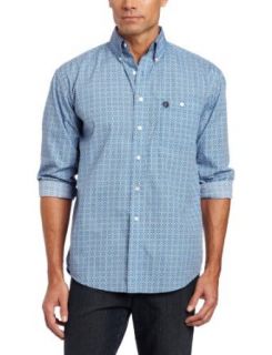 Wrangler Men's George Strait Collection Embroidered Button Down Shirt, Blue/White, Small at  Mens Clothing store: