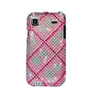 Aimo SAMT959VPCDI073 Dazzling Diamond Bling Case for Samsung Vibrant /Galaxy S 4G   Retail Packaging   Plaid White Pink: Cell Phones & Accessories