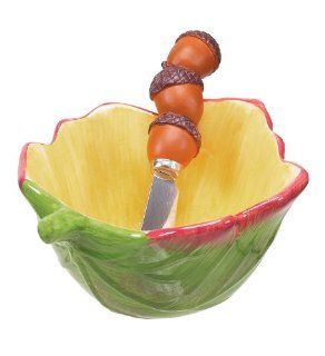 Boston Warehouse Be Thankful Dip Bowl and Spreader Set: Kitchen & Dining