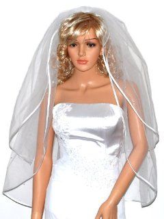 2T 2 Tier 1/4" Ribbon Edge Petite Fingertip Length Pearl Bridal Wedding Veil VA9A3 : Decorative Hair Combs : Beauty