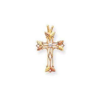 10k Black Hills Gold Diamond Cross Pendant Jewelry