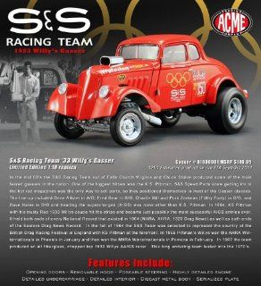 1933 Willys Gasser S & S Racing Team K S Pittman Only 1250 Produced 1/18 by Acme A1800901: Toys & Games