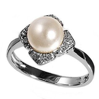 Pearl of the Anointed CZ Ring 13MM Sterling Silver 925: Jewelry