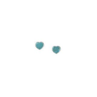 Boma Tiny Turquoise & Sterling Silver Heart Post Earrings: Boma Sterling Silver Studs: Jewelry