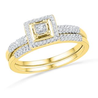 CT. T.W. Diamond Square Frame Bridal Set in 10K Gold   Zales
