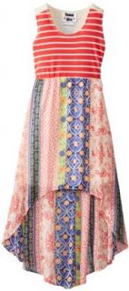 Rare Editions Girls 7 16 Knit To Chiffon Mixed Print High Low Maxi Dress: Clothing