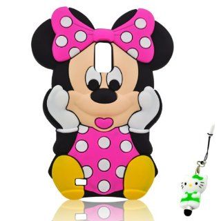 I Need(TM) Lovely Cartoon Minnie Mouse Style Hot Pink Soft Silicone Cover Case Compatible For T Mobile Samsung Galaxy S II/SGH T989 With 3D Kitty Stylus Pen Best Gift: Cell Phones & Accessories