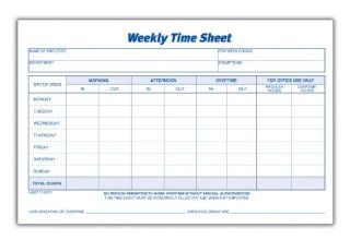 Adams Time Sheet, 9 x 5.5 Inch, Weekly Format, 2 Part, Carbonless, 100 Pack, White, Canary (NC9507) : Blank Timecards : Office Products