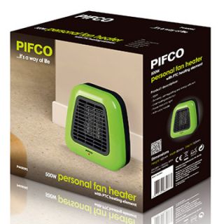 Pifco 500W Green Portable Fan Heater      Homeware
