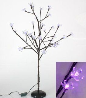 24" Enchanted Garden LED Lighted Purple Cherry Blossom Flower Tree Branch Spray   Artificial Flowers