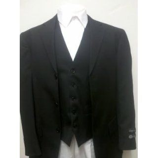 New Men's 3 Piece Black 100% Wool Dress Suit   Includes Jacket, Pants, and Vest at  Mens Clothing store