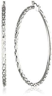 Kenneth Cole New York Silver Faceted Hoop Earrings: Jewelry