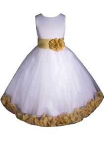 AMJ Dresses Inc Girls White/gold Flower Girl Easter Dress From Baby to 12: Clothing