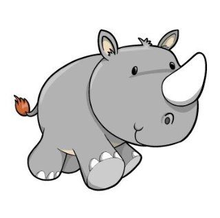 Children's Wall Decals   Cartoon Baby Rhino   12 inch Removable Graphics (4 same)   Prints