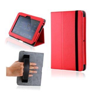 GEARONIC Kindle fire HD Red Magnetic Microfiber Leather Case w/Smart Cover Handheld Belt Stylus Holder: Electronics