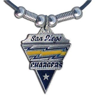 San Diego Chargers Leather Necklace w/Beads & Pewter Pendant   NFL Football Fan Shop Sports Team Merchandise : Sports & Outdoors