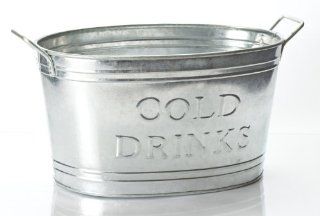 Large 22" Galvinized Cold Drinks Oval Beverage Tub by KINDWER: Ice Buckets: Kitchen & Dining