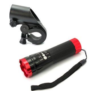 Red Cycling Aluminum Front Light CREE Q5 LED Flashlight 240 Lumen Torch + Mount: Sports & Outdoors