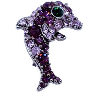 Amethyst Purple Dolphin pins Swarovski Crystal Brooch pin: Fantasyard: Jewelry
