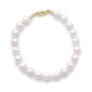 Akoya Pearl Bracelet Grade AAA 7 7.5mm 14k Yellow Gold Pearl Clasp 7 or 8 inch Lengths, 7: Strand Bracelets: Jewelry