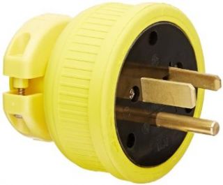 KH Industries P650DF Rubber/Polycarbonate Rewireable Flip Seal Straight Blade Plug, 2 Pole/3 Wire, 50 amps, 250V AC, Yellow: Electric Plugs: Industrial & Scientific