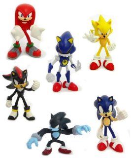 Tomy Gacha Set of 6 Sonic the Hedgehog Buildable 2.5 Inch Mini Figures Sonic, Shadow, Werehog, Metal Sonic, Knuckles Super Sonic: Toys & Games