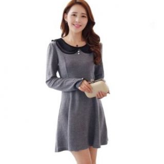 New Womens Peter Pan Collar Long Sleeve Knit Above Knee Tunic Dress 0P at  Womens Clothing store
