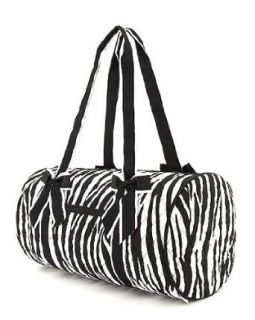 Medium Quilted Zebra Print Duffle Bag (Black): Clothing