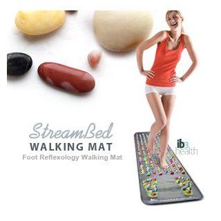 The StreamBed Foot Reflexology Walking Mat has an abundance of various sized stimulation points for massaging the soles of your feet. It features soft plastic mat with a pleasing, colorful look. A life sized foot reflexology diagram with stimulation points