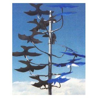 Kinetic Metal Wind & Garden Sculpture 14 Blue Birds  Yard Art  Patio, Lawn & Garden